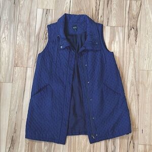 Eileen Fisher Quilted Blue Silk Tunic Vest, Size Small